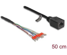 „DeLOCK“ kabelis RJ45 lizdas į laidų antgalius, Cat.5e, 50 cm, juodas, 0,5 m, Cat5e, RJ-45, juodas