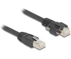 Delock Kabelis RJ45 Stecker zu RJ45 Stecker mit Schraubenabstand 20 mm für GigE Kamera Cat.6A S/FTP 1 m juodas