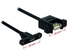 Delock Kabelis USB 2.0 Micro-B Buchse zum Einbau > USB 2.0 Typ-A Buchse zum Einbau 25 cm
