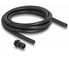 Delock Kabelschutzschlauch 2 m x 10 mm mit 2 x PG7 Schlauchverschraubung Set juodas