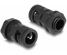 Delock Kabelschutzschlauch 2 m x 13 mm mit 2 x PG9 Schlauchverschraubung Set juodas