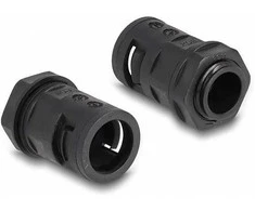 Delock Kabelschutzschlauch 2 m x 15,8 mm mit 2 x PG11 Schlauchverschraubung Set juodas