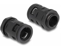 Delock Kabelschutzschlauch 2 m x 21,2 mm mit 2 x PG16 Schlauchverschraubung Set juodas