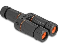 Delock Kabelverbinder Y-Adapteris RJ45 Buchse zu 2 x RJ45 Buchse Cat.6 IP68 staub- und wasserdicht Outdoor