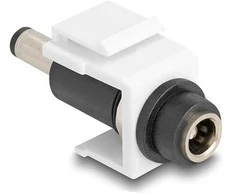 Delock Keystone Modul DC 5,5 x 2,1 mm Buchse zu DC 5,5 x 2,1 mm Stecker baltas