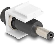 Delock Keystone Modul DC 5,5 x 2,5 mm Buchse zu DC 5,5 x 2,1 mm Stecker baltas