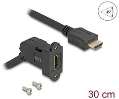 Delock Keystone Modul HDMI Einbaubuchse 45° gewinkelt zu HDMI Stecker mit 30 cm Kabelis 8K 60 Hz juodas