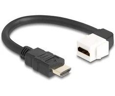 Delock Keystone Modul Kabelis HDMI Stecker zu Buchse 90° gewinkelt 8K 60 Hz 20 cm juodas