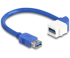 Delock Keystone Modul Kabelis USB 5 Gbps Typ-A Buchse zu USB Typ-A Buchse 90° gewinkelt 20 cm blau