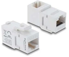 Delock Keystone Modul Kupplung RJ45 Buchse zu Buchse Cat.6A 90° gewinkelt Kunststoff UTP baltas