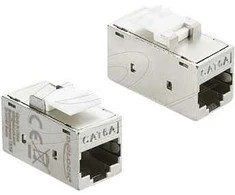 Delock Keystone Modul Kupplung RJ45 Buchse zu RJ45 Buchse Cat.6A Metall sidabrinis / baltas