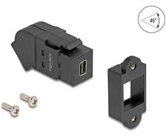 Delock Keystone Modul Mini DisplayPort Einbaubuchse zu DisplayPort Buchse 45° gewinkelt 8K 30 Hz juodas