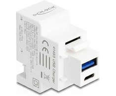 Delock Keystone Modul mit USB Typ-A und USB Type-C™ Ladebuchse PD 20 W baltas
