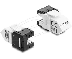 Delock Keystone Modul RJ45 Buchse zu LSA Cat.6A 45° gewinkelte Buchse ungeschirmt 180° Kabelführung werkzeugfrei juodas / baltas