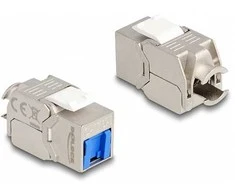 Delock Keystone Modul RJ45 Buchse zu LSA Cat.6A werkzeugfrei mit blauer Staubschutzkappe