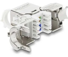 Delock Keystone Modul RJ45 Buchse zu LSA Cat.8.1 geschirmt mit Verschlussclip und Staubschutzklappe kabelbinderfrei