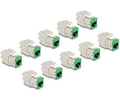 Delock Keystone Modul RJ45 Buchse zu LSA Cat.6A werkzeugfrei grün Set 10 Stück