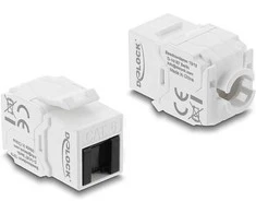 Delock Keystone Modul RJ45 Buchse zu LSA Cat.6 UTP werkzeugfrei mit Staubschutzklappe baltas / juodas
