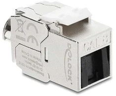 Delock Keystone Modul RJ45 Buchse zu LSA Cat.8.1 geschirmt mit Verschlussclip und Staubschutzklappe kabelbinderfrei