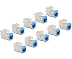 Delock Keystone Modul RJ45 Buchse zu LSA Cat.6A werkzeugfrei blau Set 10 Stück