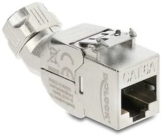 Delock Keystone Modul RJ45 Buchse zu LSA Cat.6A mit Metall Latch werkzeugfrei 45° winkelbar geschirmt