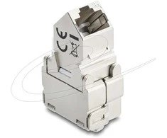 Delock Keystone Modul RJ45 Buchse zu LSA Cat.6A 45° gewinkelte Buchse geschirmt 180° Kabelführung werkzeugfrei Metall