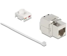 Delock Keystone Modul RJ45 Buchse zu LSA Cat.8.1 STP mit Metall Latch werkzeugfrei