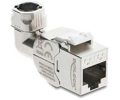 Delock Keystone Modul RJ45 Buchse zu LSA Cat.6A werkzeugfrei 90° winkelbar geschirmt für Kabeldurchmesser von 5,0 - 8,5 mm