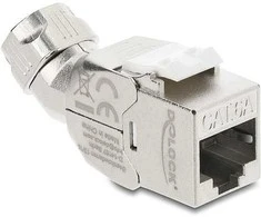 Delock Keystone Modul RJ45 Buchse zu LSA Cat.6A werkzeugfrei 45° winkelbar geschirmt