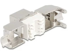Delock Keystone Modul RJ45 Buchse zu LSA Cat.8.1 STP mit Metall Latch werkzeugfrei