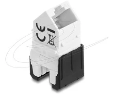 Delock Keystone Modul RJ45 Buchse zu LSA Cat.6A 45° gewinkelte Buchse ungeschirmt 180° Kabelführung werkzeugfrei juodas / baltas
