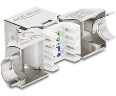 Delock Keystone Modul RJ45 Buchse zu LSA Cat.6A werkzeugfrei 90° winkelbar geschirmt für Kabeldurchmesser von 5,0 - 8,5 mm