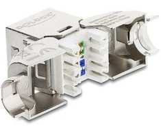 Delock Keystone Modul RJ45 Buchse zu LSA Cat.6A mit Metall Latch werkzeugfrei 90° winkelbar geschirmt