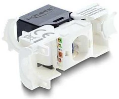 Delock Keystone Modul RJ45 Buchse zu LSA Cat.6 UTP mit Verschlussclip und kabelbinderfrei