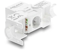 Delock Keystone Modul RJ45 Buchse zu LSA Cat.6 UTP werkzeugfrei mit Staubschutzklappe baltas / juodas