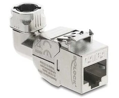 Delock Keystone Modul RJ45 Buchse zu LSA Cat.6A mit Metall Latch werkzeugfrei 90° winkelbar geschirmt