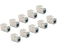 Delock Keystone Modul RJ45 Buchse zu LSA Cat.6A werkzeugfrei grau Set 10 Stück
