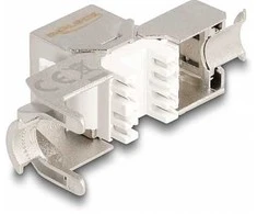 Delock Keystone Modul RJ45 Buchse zu LSA Cat.6A werkzeugfrei mit roter Staubschutzkappe
