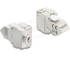 Delock Keystone Modul RJ45 Buchse zu LSA Cat.6A 45° gewinkelte Buchse geschirmt 180° Kabelführung werkzeugfrei Metall