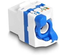 Delock Keystone Modul RJ45 Buchse zu LSA Cat.6A werkzeugfrei mit blauen Drehverschluss
