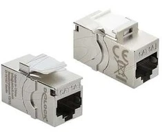 Delock Keystone Modul RJ45 Buchse zu RJ45 Buchse Cat.6A mit Staubschutzkappe