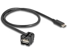 Delock Keystone Modul USB 2.0 A Buchse zu USB Type-C™ Stecker 250° mit Kabelis 0,5 m