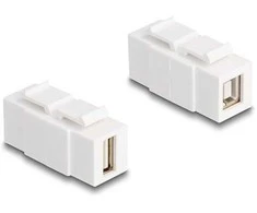 Delock Keystone Modul USB 2.0 Typ-A Buchse zu USB 2.0 Typ-B Buchse beidseitig einbaubar baltas