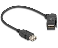 Delock Keystone Modul USB 2.0 Typ-A Einbaubuchse 45° gewinkelt zu Typ-A Buchse mit 30 cm Kabelis juodas