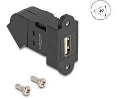 Delock Keystone Modul USB 2.0 Typ-A Einbaubuchse zu Typ-A Buchse 45° gewinkelt juodas