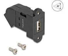 Delock Keystone Modul USB 2.0 Typ-A Einbaubuchse zu Typ-A Buchse 45° gewinkelt juodas