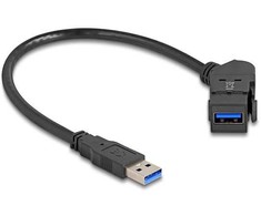 Delock Keystone Modul USB 5 Gbps Typ-A Einbaubuchse 45° gewinkelt zu Typ-A Stecker mit 30 cm Kabelis juodas