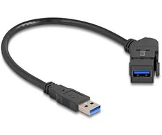 Delock Keystone Modul USB 5 Gbps Typ-A Einbaubuchse 45° gewinkelt zu Typ-A Stecker mit 30 cm Kabelis juodas
