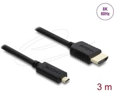 Delock Koaxiales High Speed HDMI Kabelis HDMI Stecker zu Micro HDMI Stecker 8K 60 Hz 3 m