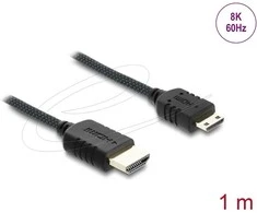 Delock Koaxiales High Speed HDMI Kabelis HDMI Stecker zu Mini HDMI Stecker 8K 60 Hz mit Geflechtmantel 1 m